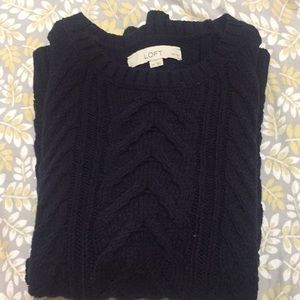 Loft Navy Blue Off-Shoulder Sweater